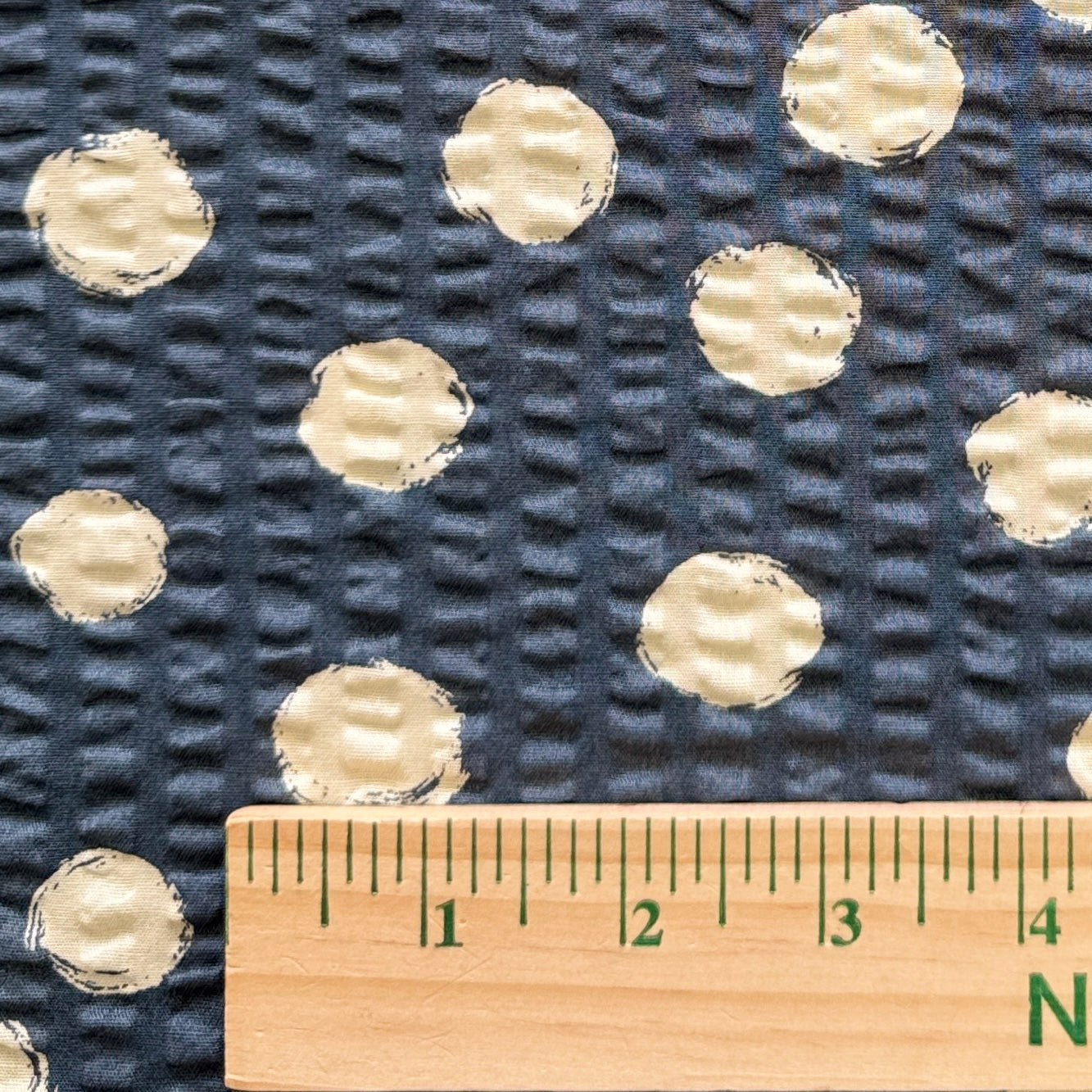 Polka Dot Japanese Ripple Cloth, Ecru on Slate Blue 1/4 yard