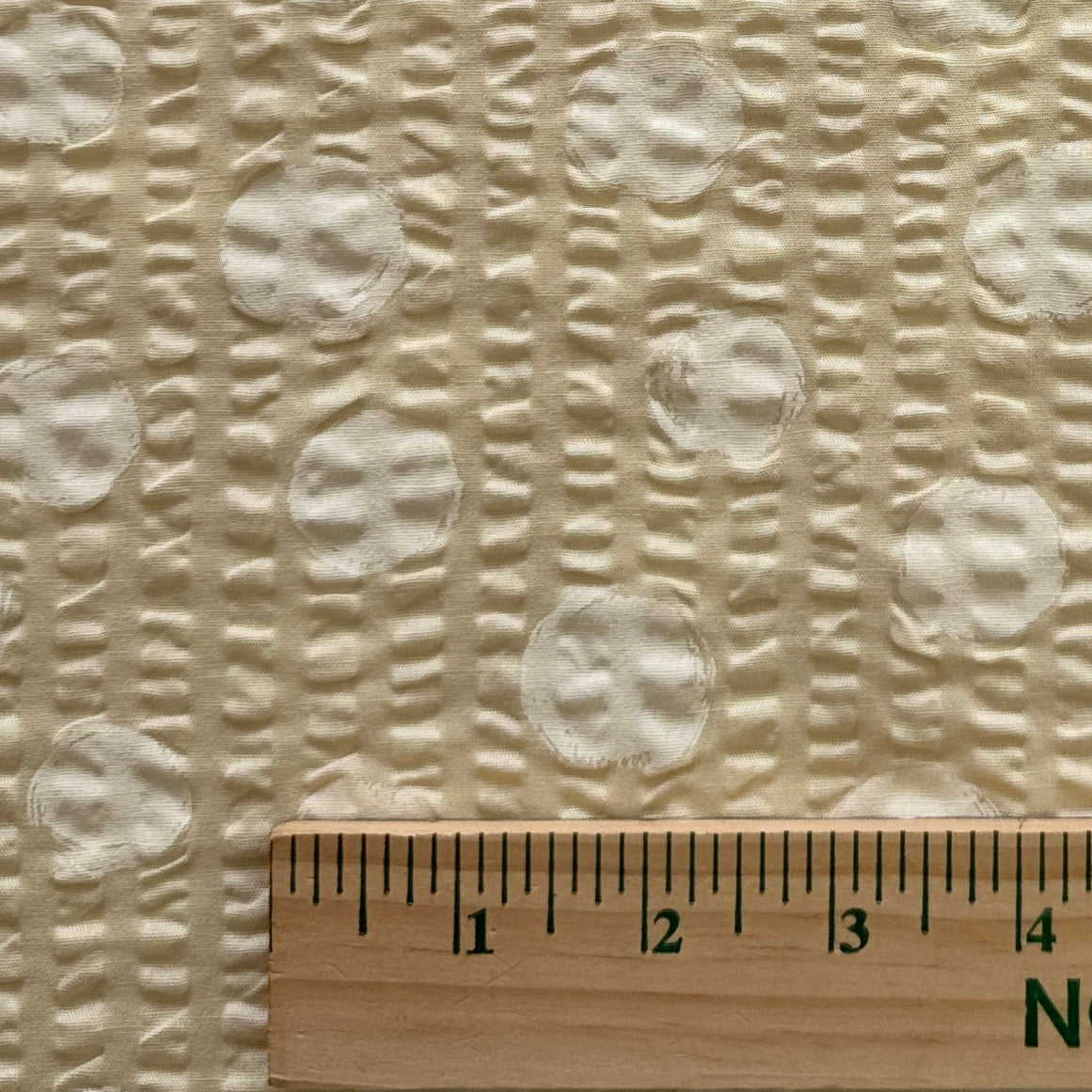 Polka Dot Japanese Ripple Cloth, White on Ecru, 1/4 yard