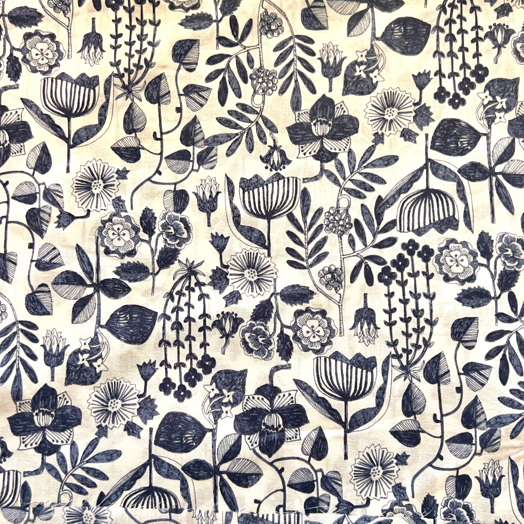 Hokkoh OSKikka, Scandi Floral Cotton Lawn, Blue on White, 1/4 yard (Copy)