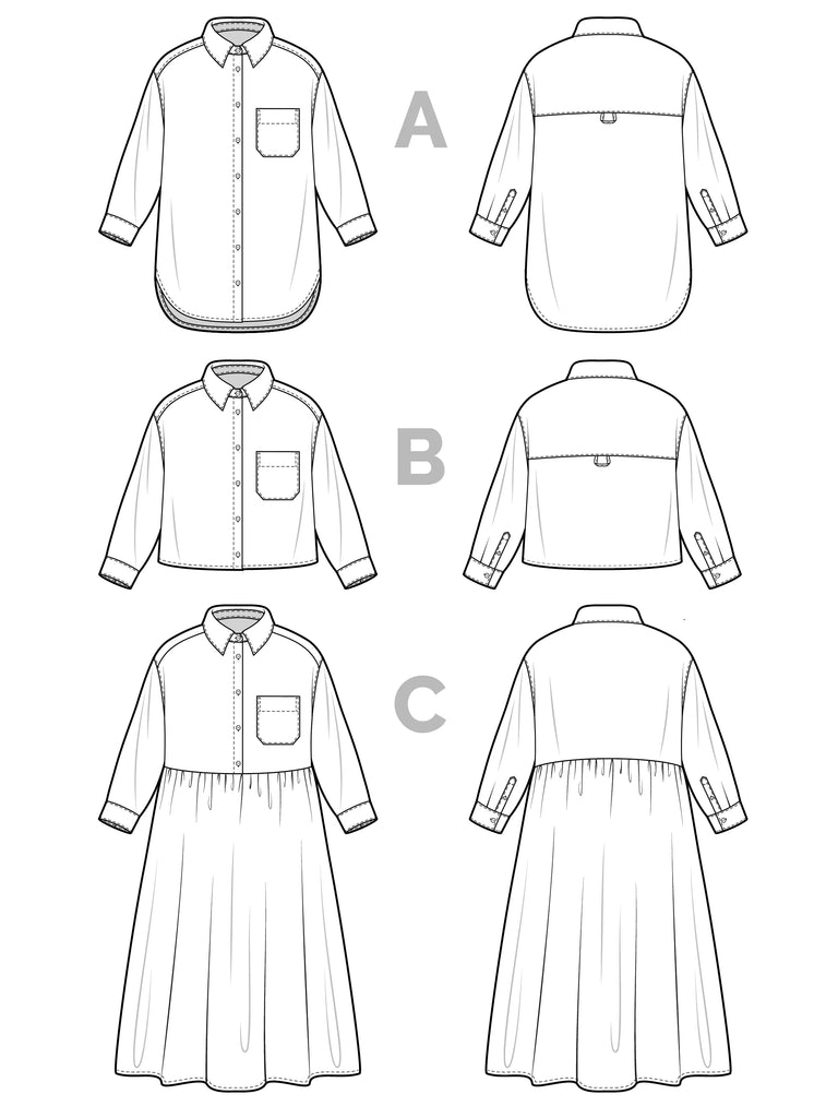 Closet Core Patterns, Jenna Shirt + Shirtdress Pattern