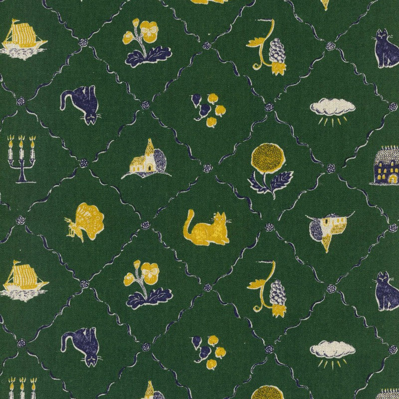 Sanae Sugimoto, Your Cat - Forest - Cotton/Linen Canvas Fabric, 1/4 yard