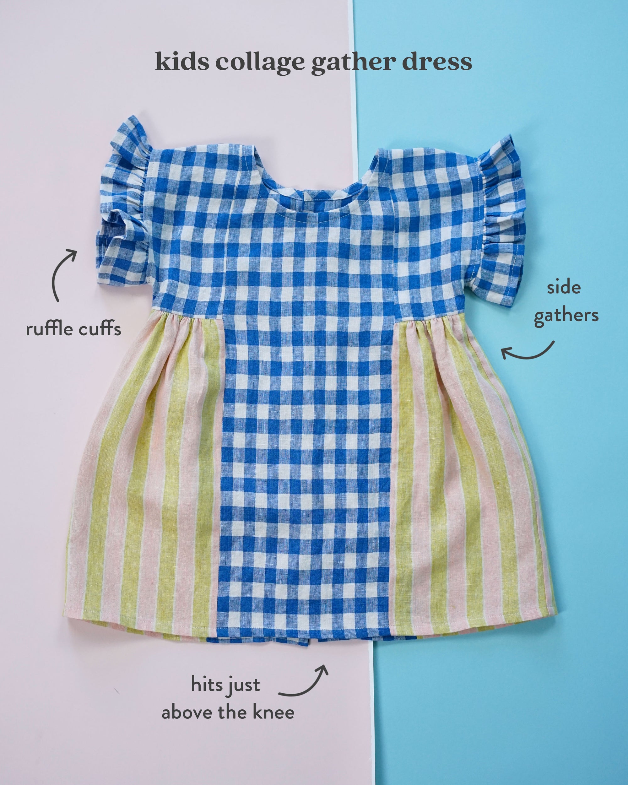 Matchy Matchy Sewing Club, Kids Collage Gather Dress Digital PDF Pattern