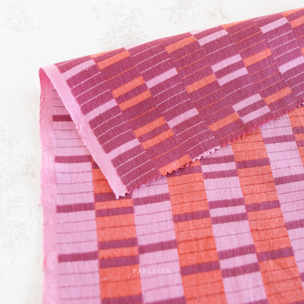 Fableism Lucky Loom, Southwest Stripe, Berry, 1/4 yard