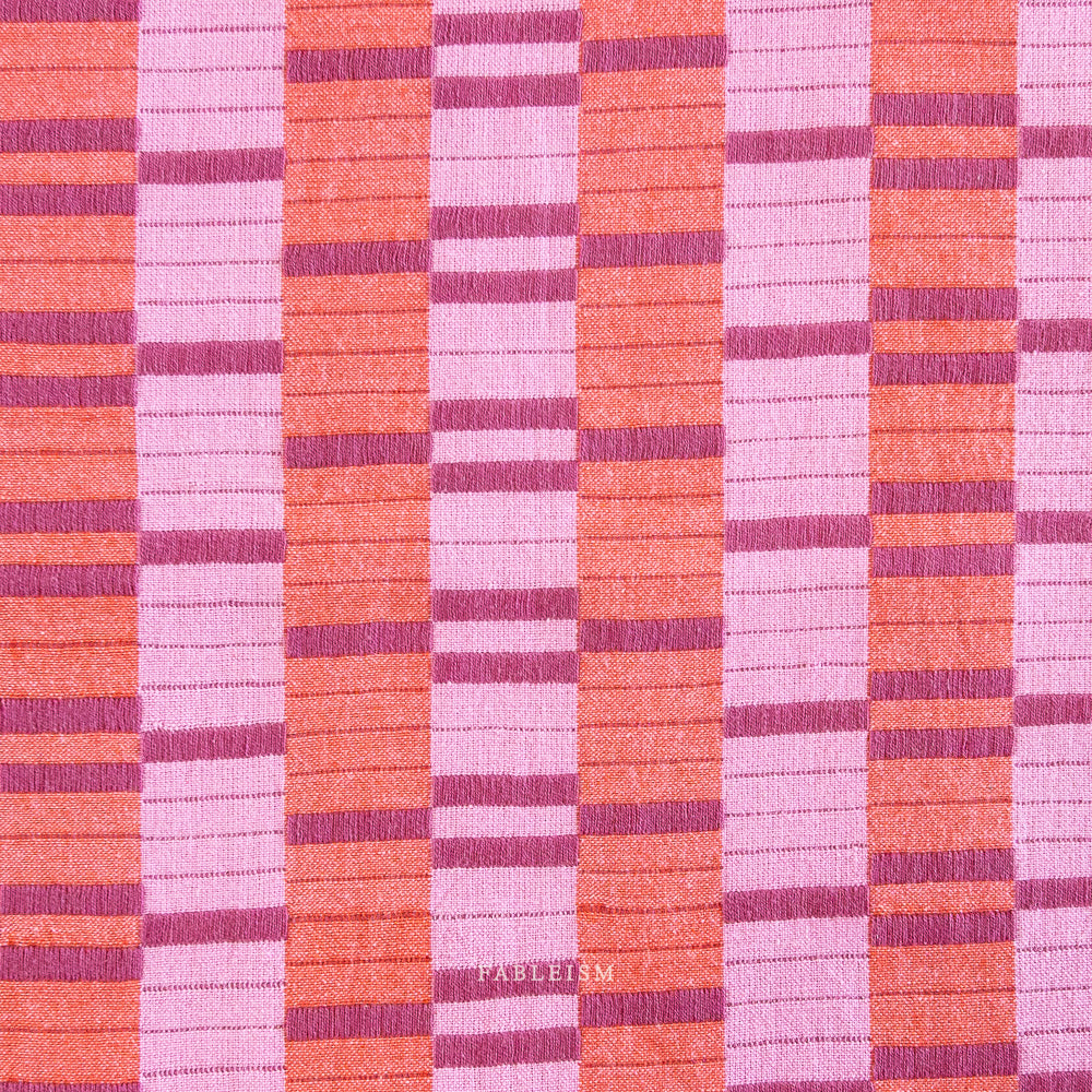 Fableism Lucky Loom, Southwest Stripe, Berry, 1/4 yard