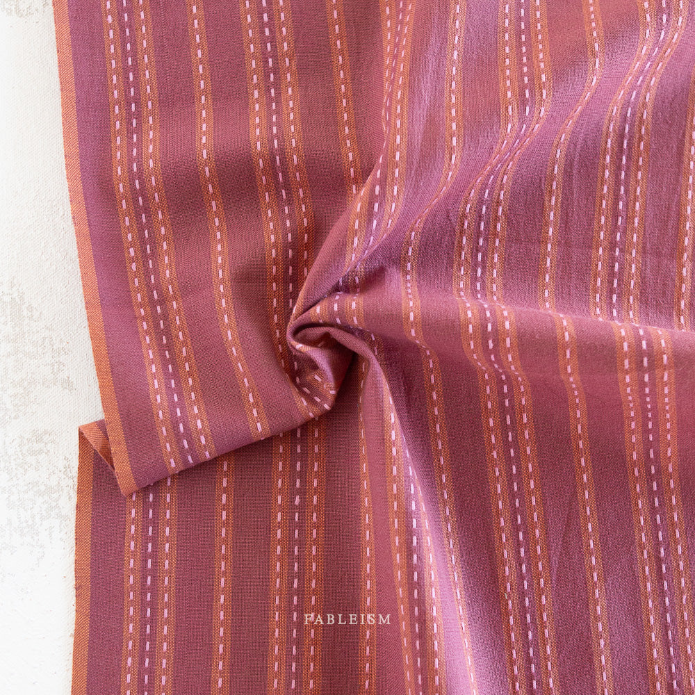 Fableism Lucky Loom, Stitch Stripe, Blackberry, 1/4 yard
