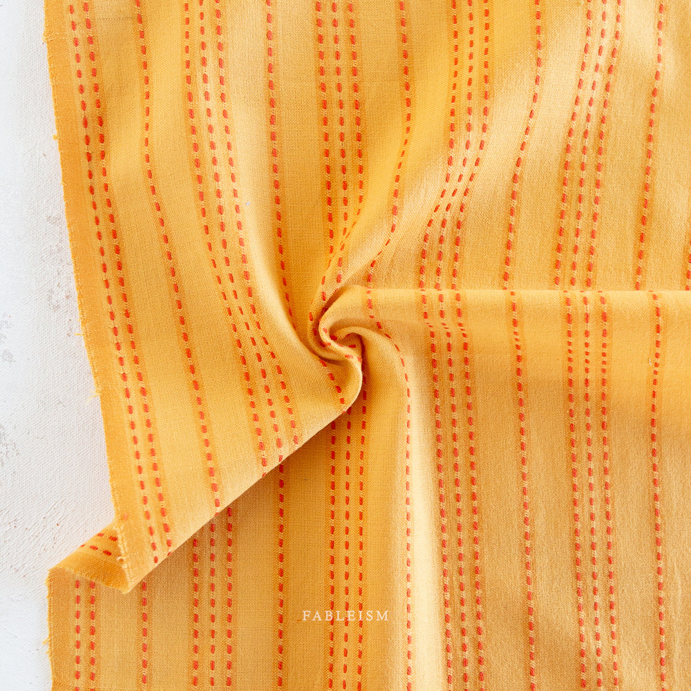 Fableism Lucky Loom, Stitch Stripe, Tumeric, 1/4 yard