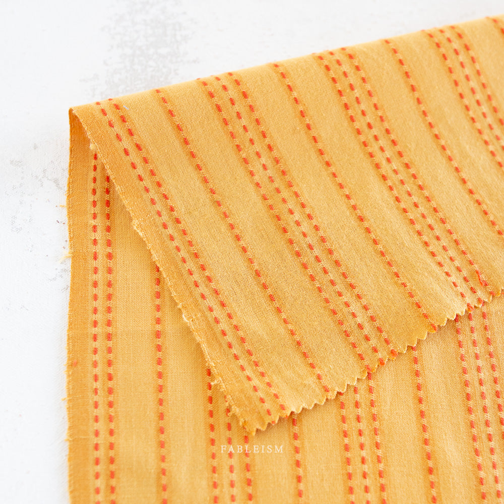 Fableism Lucky Loom, Stitch Stripe, Tumeric, 1/4 yard