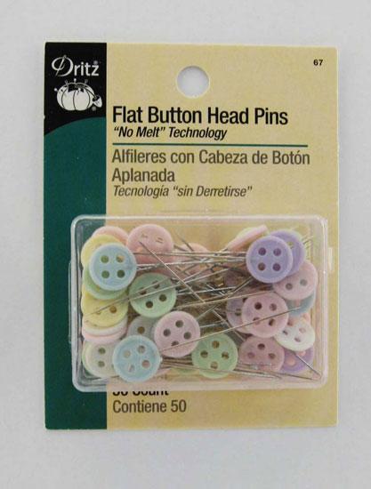 Flat Button head pins (No-Melt), multicolored