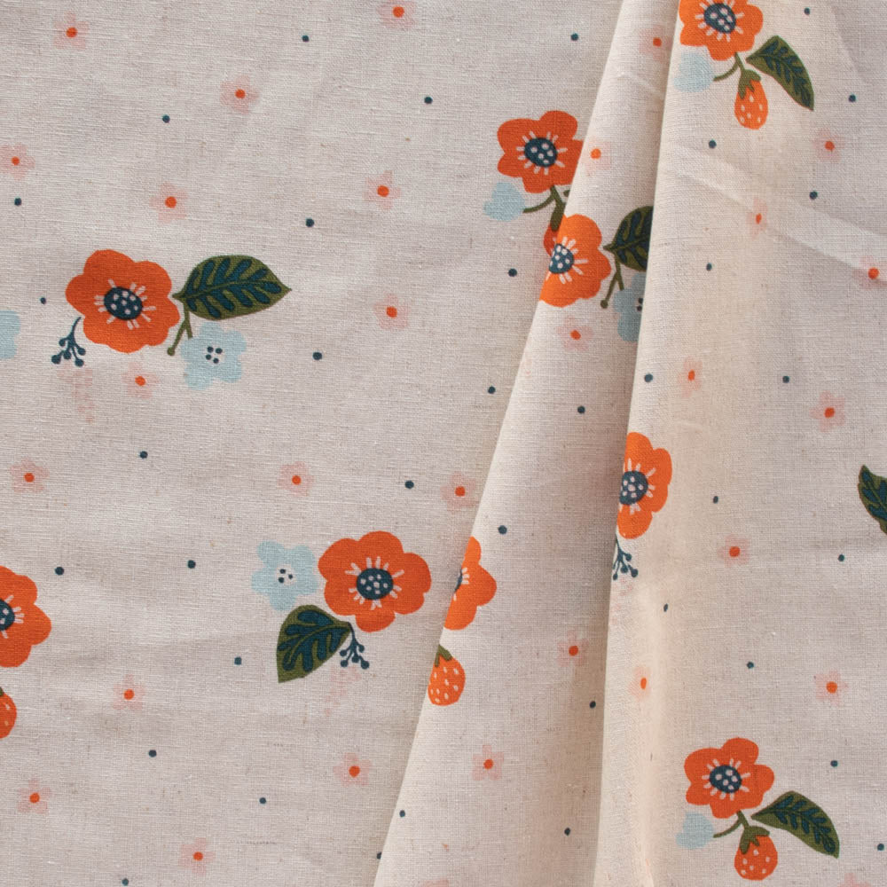 Birch Organic, Margot, Baby Bouquet Natural Linen/Cotton, 1/4 yard