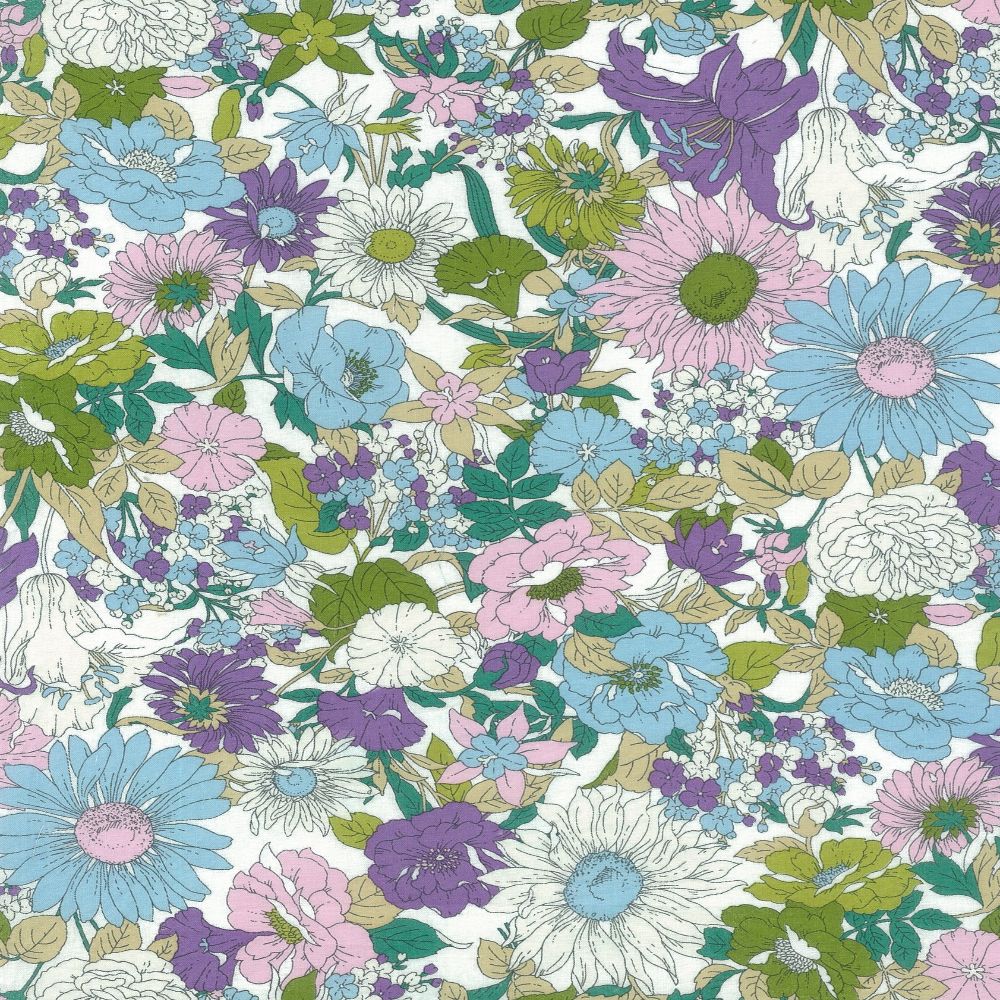 Kokka Flownny, Japanese Cotton Lawn, "Lavender", 1/4 yard