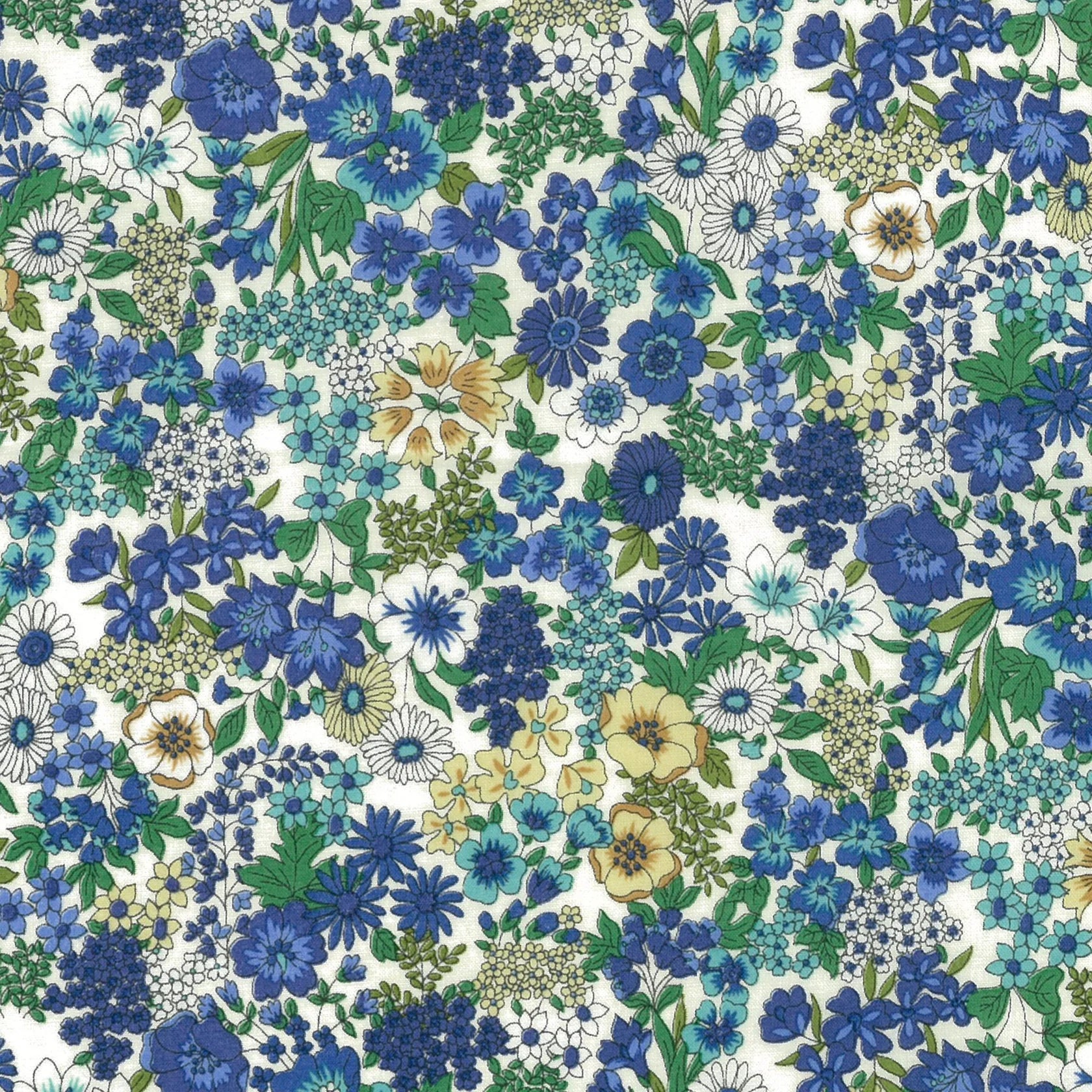 Kokka Flownny, Japanese Cotton Lawn, "Blues", 1/4 yard
