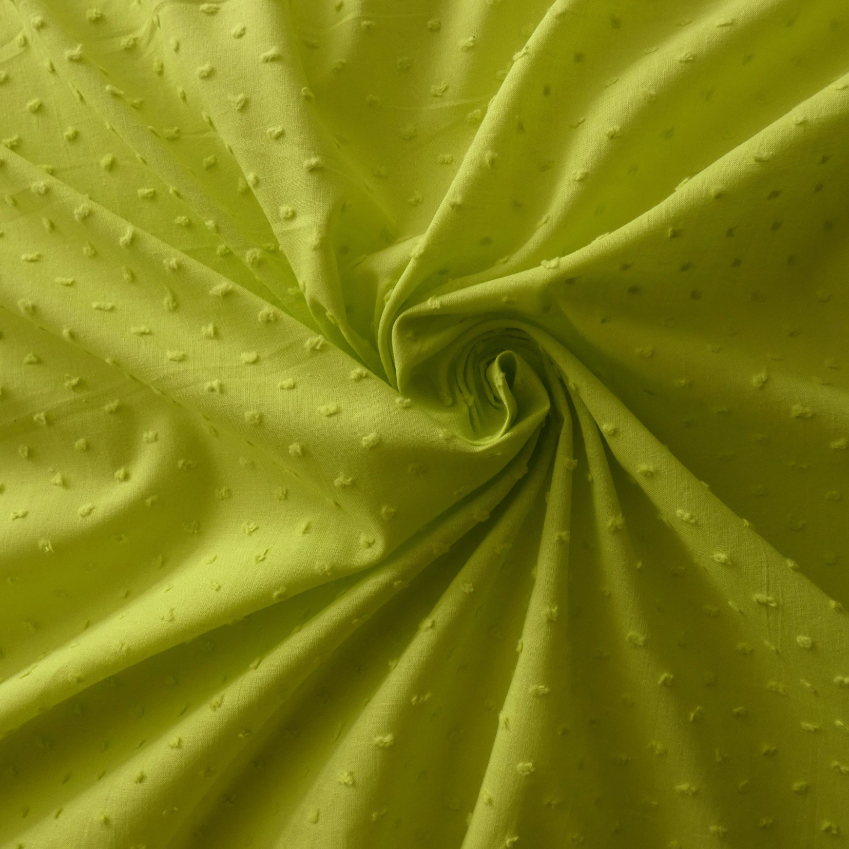 Remnant 29295 "Alabama" Swiss Dot Cotton Batiste Fabric, Neon Green, 2.25 yard bolt end