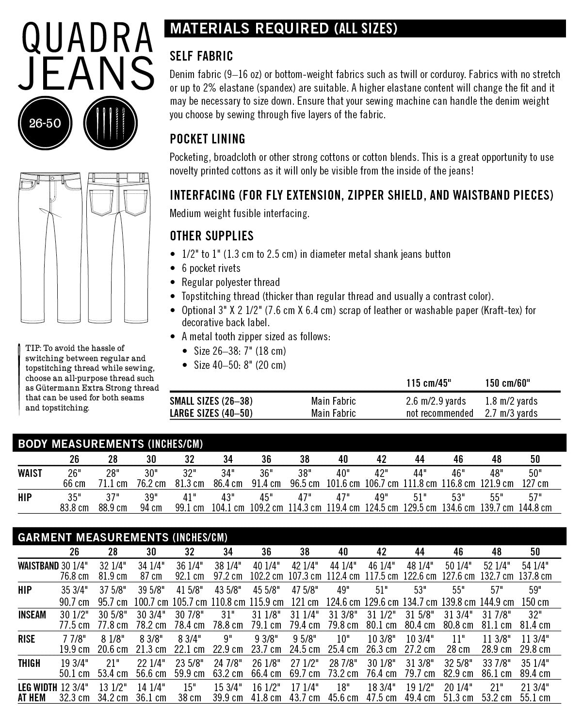 Thread Theory Quadra Jeans PDF Pattern