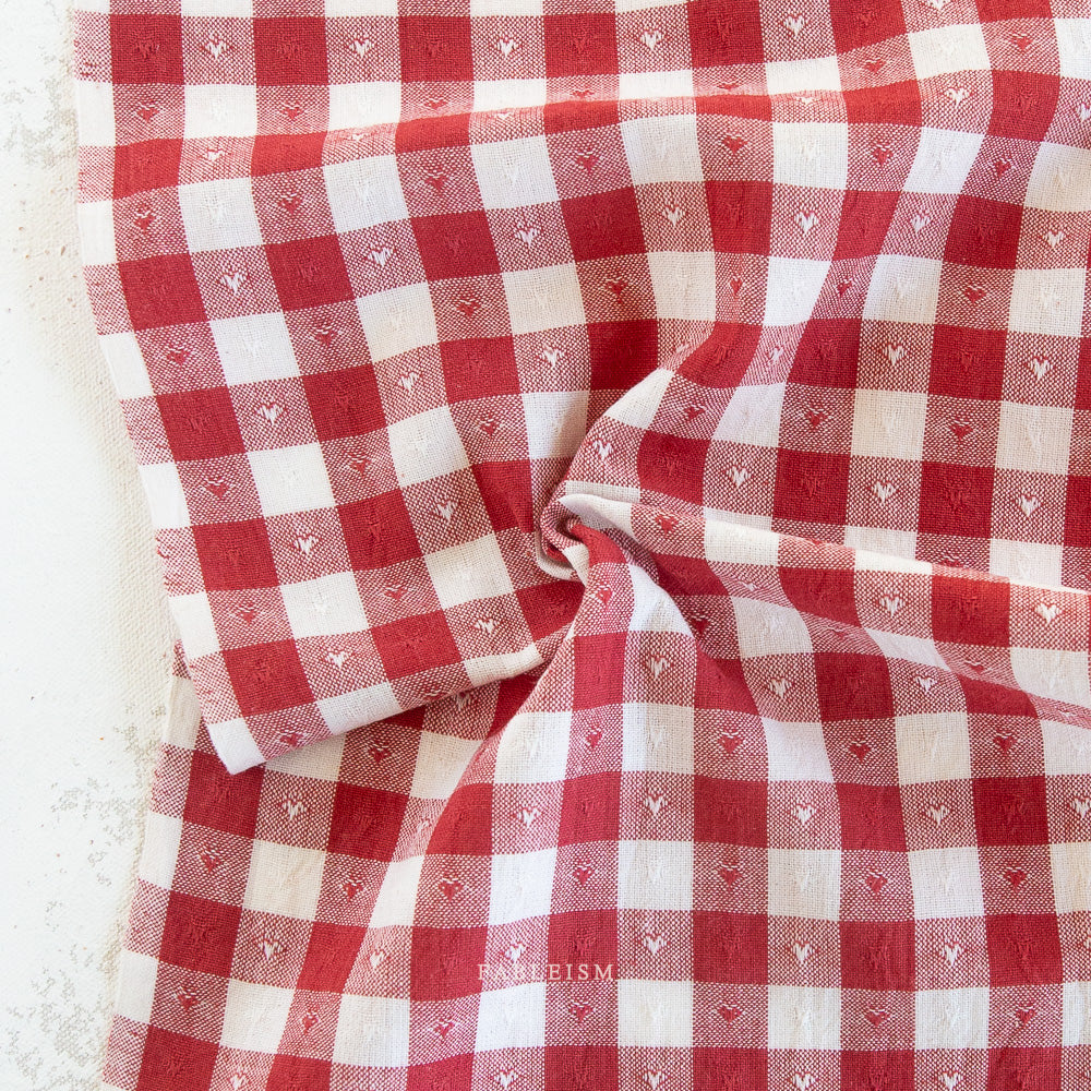 Fableism Queen of Hearts 55" wide, Cherry Gingham, 1/4 yard