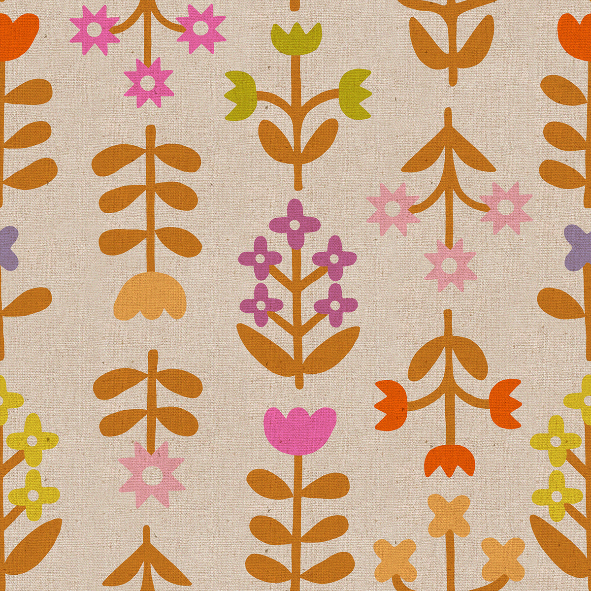 Ruby Star, Favorite Flower "Meadow Canvas", Cotton-Linen Fabric, multiple colorways, 1/4 yard