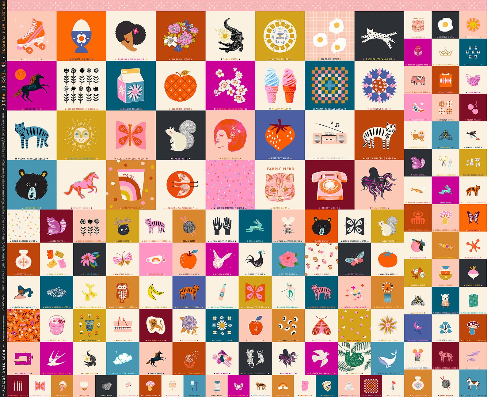 Ruby Star, Projects with a Purpose "Ten Years of Magic", Cotton Fabric, Panel
