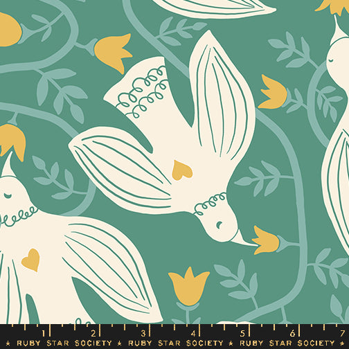 Jen Hewett for Ruby Star, Endpaper "Hummingbirds Canvas", Cotton-Linen Fabric, multiple colorways, 1/4 yard