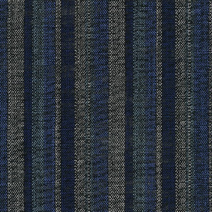 Sevenberry Nara Homespun Cotton Fabric, Teal Stripe on Indigo, 1/4 yard