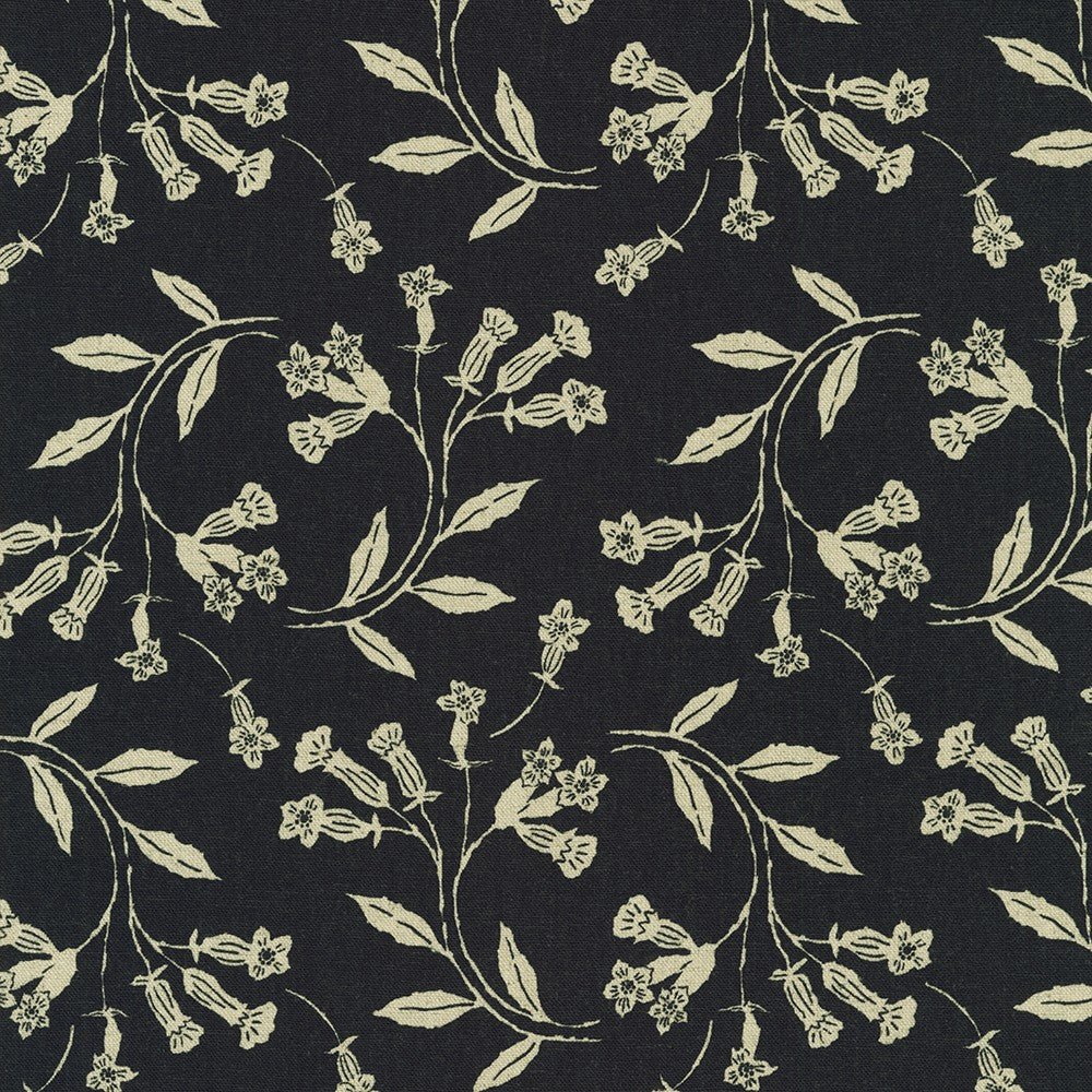 Sevenberry Honeysuckle Cotton Flax Canvas, mocha or black, 1/4 yard