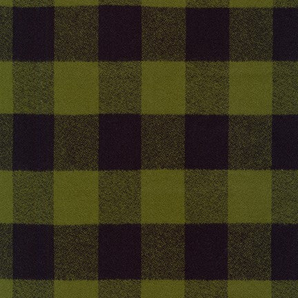Mammoth Flannel "Deer Stand" Buffalo Check, Olive and Black Fabric, 1/4 yard
