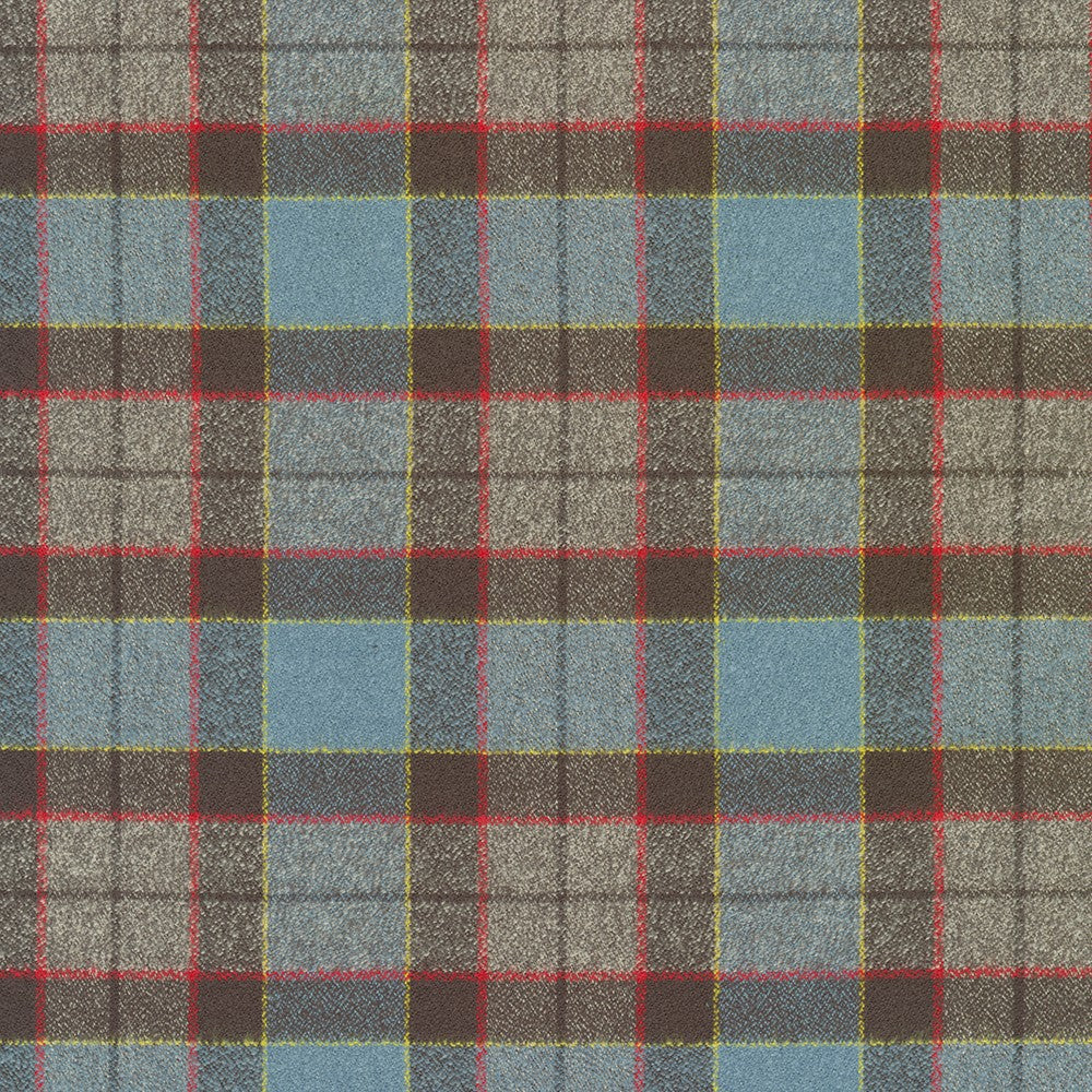 Mammoth Cotton Flannel "Diamond Lake" Blue and Chestnut Plaid Fabric, 1/4 yard