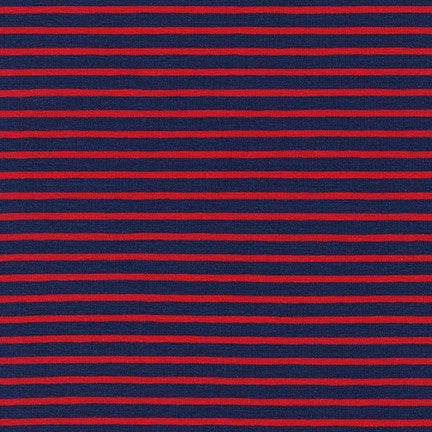 Harbor Stripe Cotton/Spandex Jersey Knit Fabric, Red/Navy "Regatta", 1/4 yard
