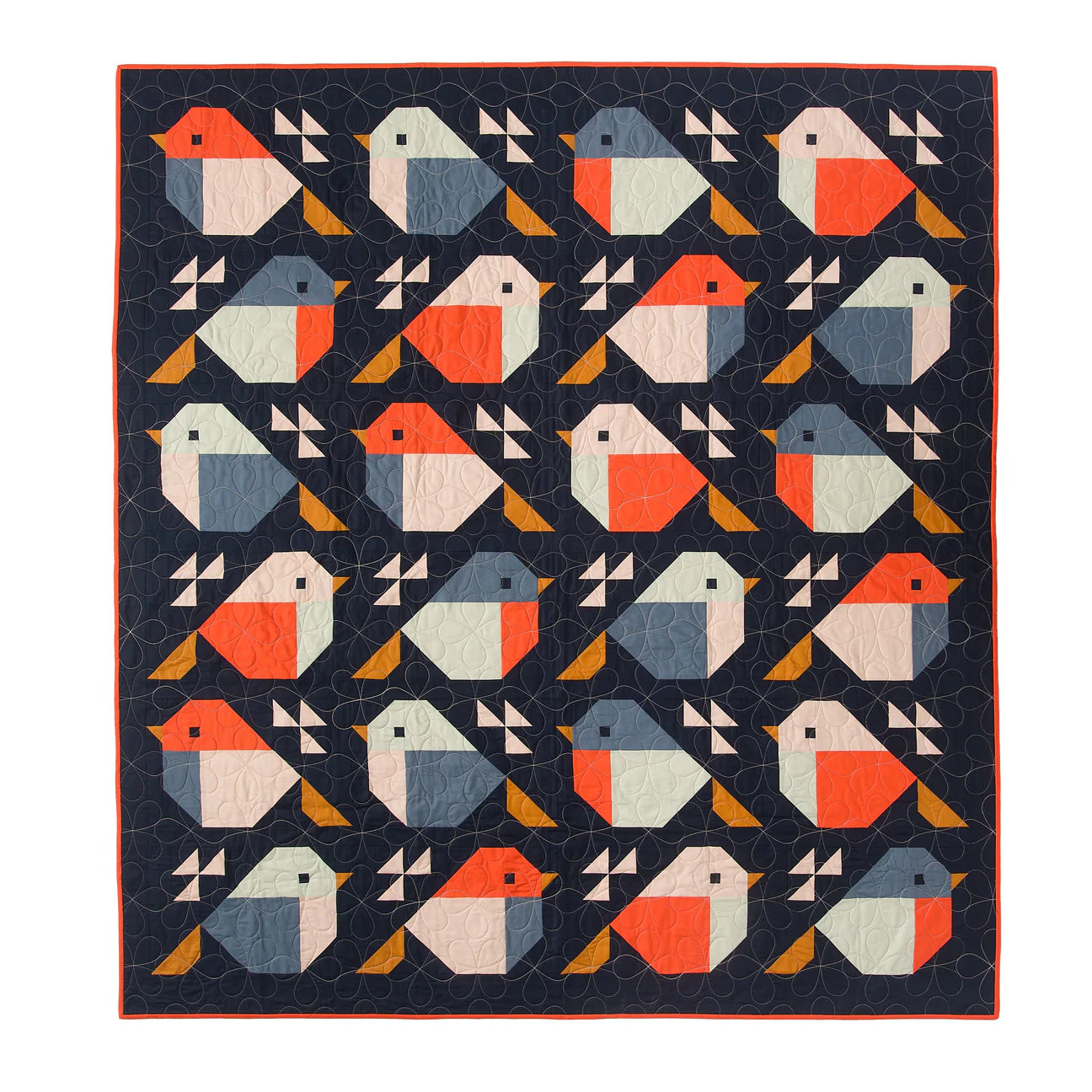 Pen and Paper Sparrows Printed Quilt Pattern