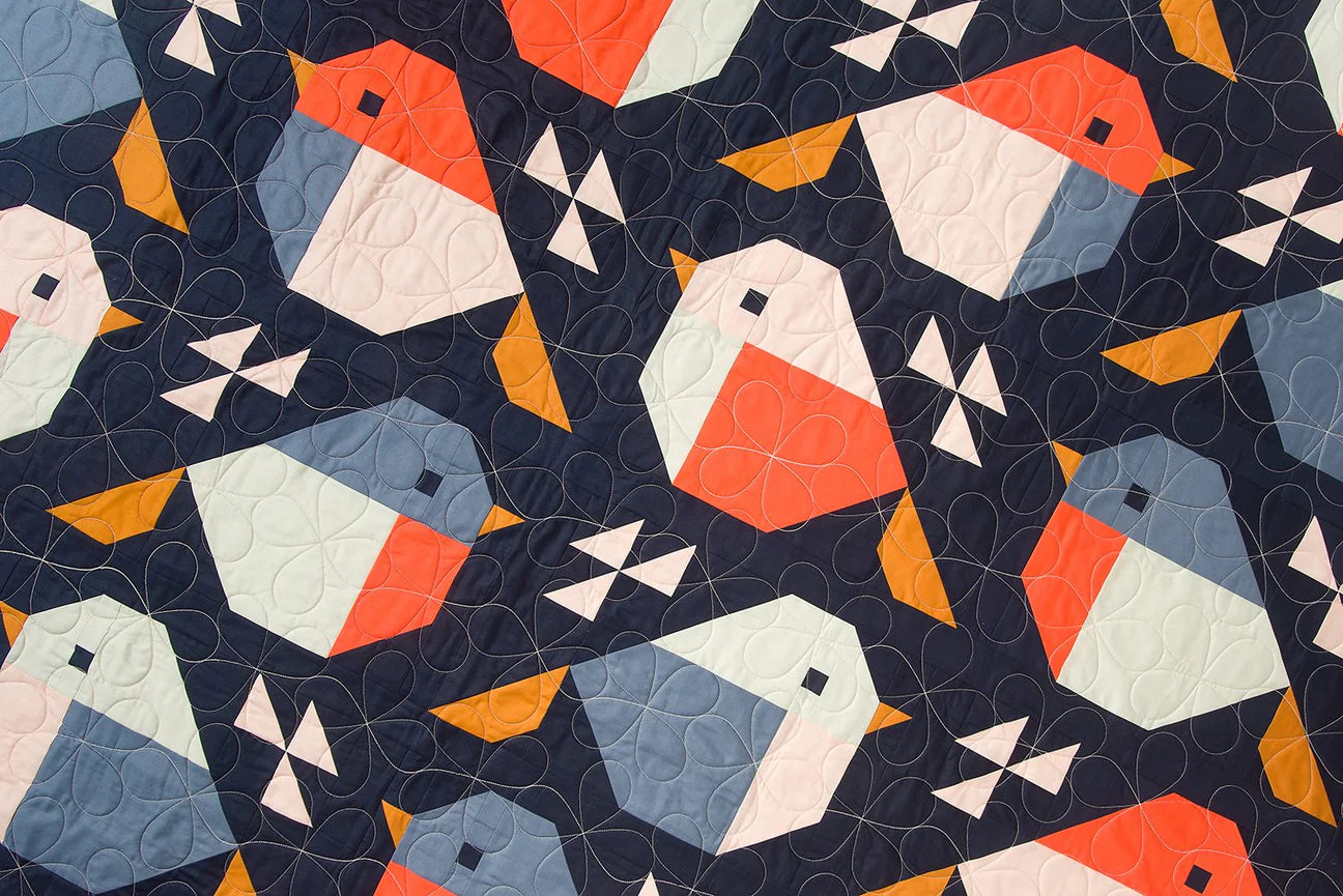 Pen and Paper Sparrows Printed Quilt Pattern