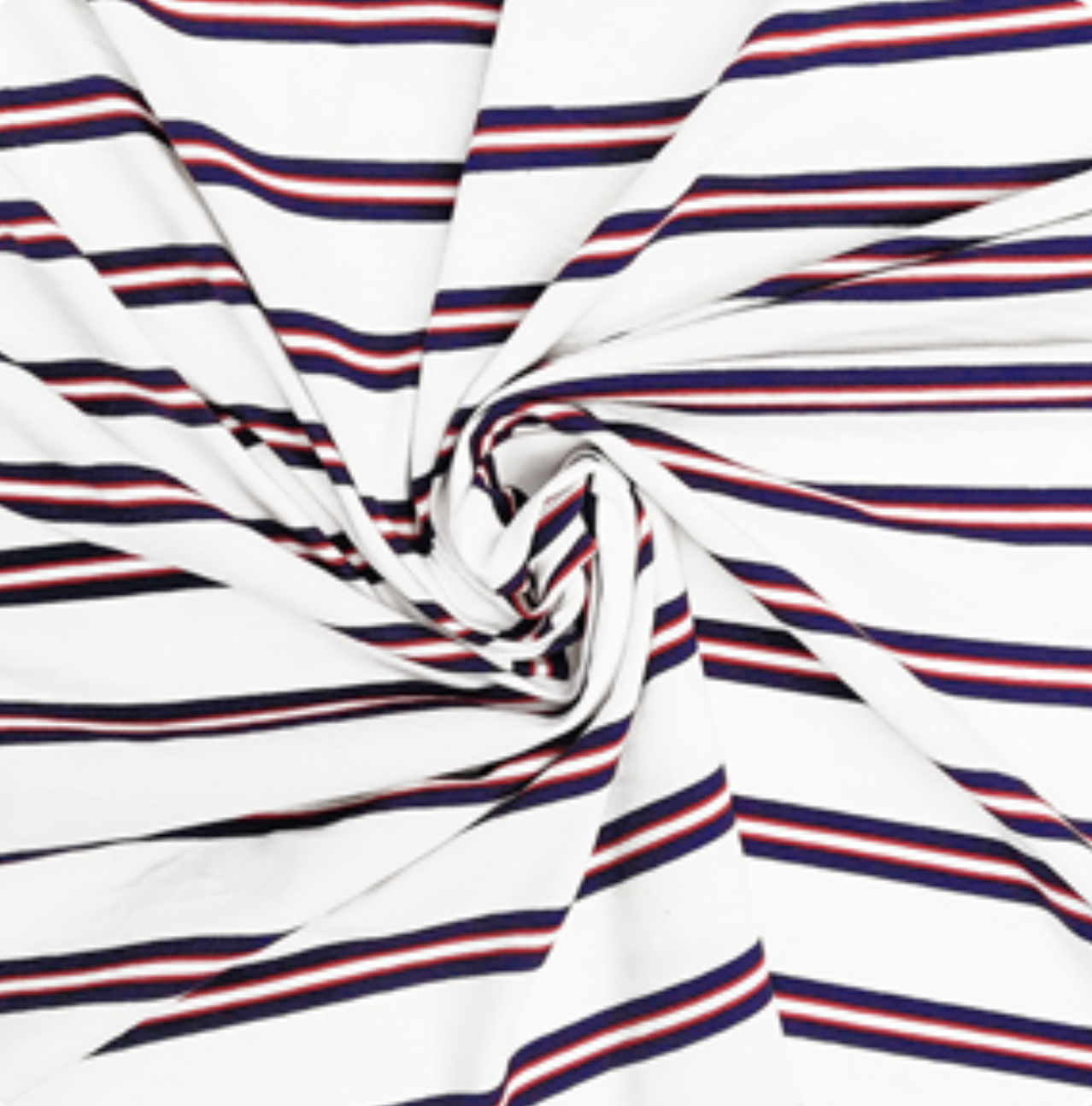 New "Vintage" Summer Stripes, Red and Blue Multi Stripes on White Cotton Jersey 1/4 yard