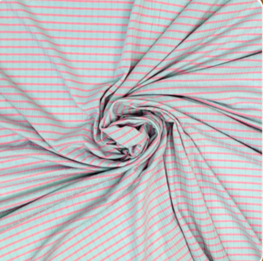 New "Vintage" Summer Stripes, Pink and Blue rib knit, 1/4 yard