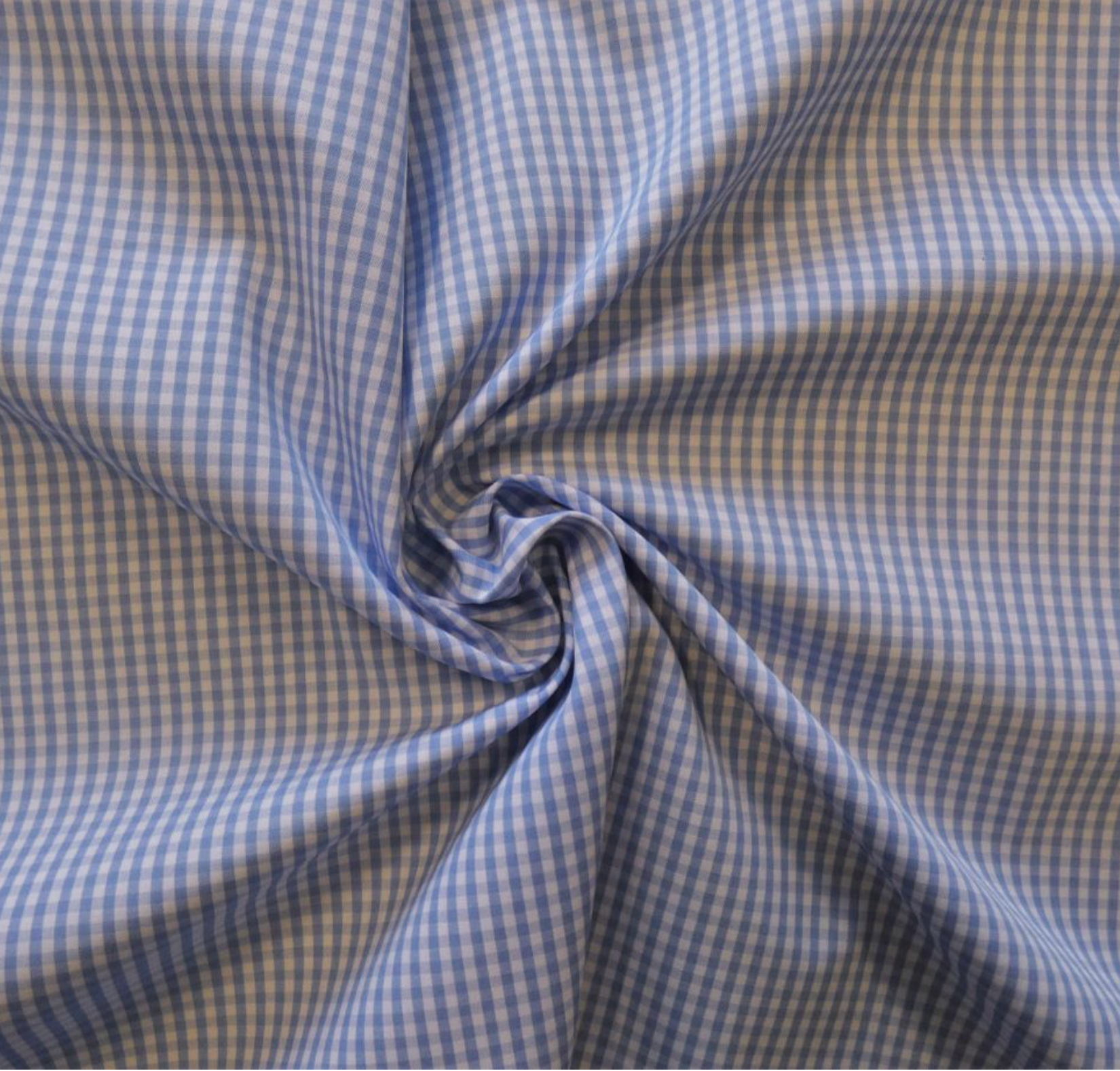 Fine Blue Check Italian Cotton Shirting, 1/4 yard