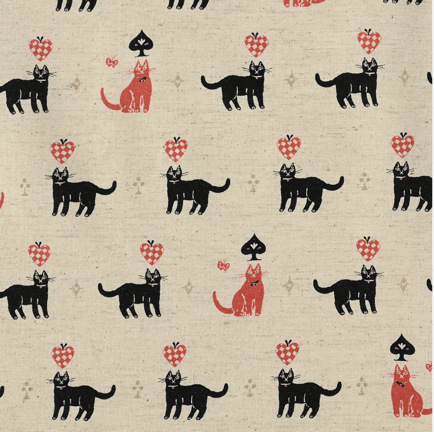 Sanae Sugimoto, Cats Sheeting Cotton/Linen Sheeting, multiple colorways, 1/4 yard