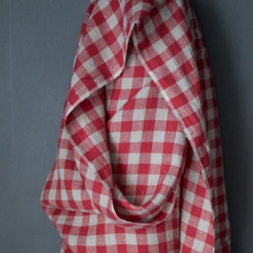 Merchant & Mills, European Laundered Linen, "Calamity" Red and Flax Check, 1/4 yard