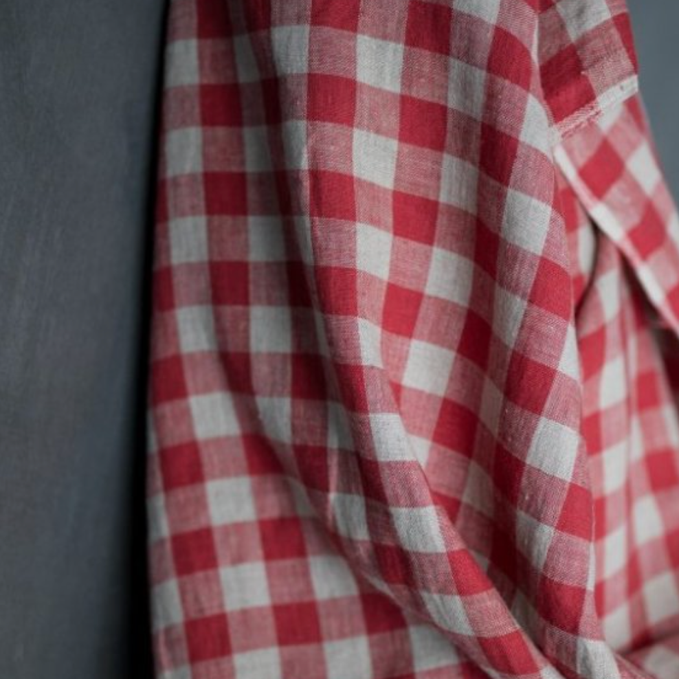 Merchant & Mills, European Laundered Linen, "Calamity" Red and Flax Check, 1/4 yard