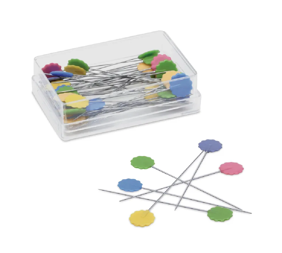 Flat Flower head pins (No-Melt), multicolored