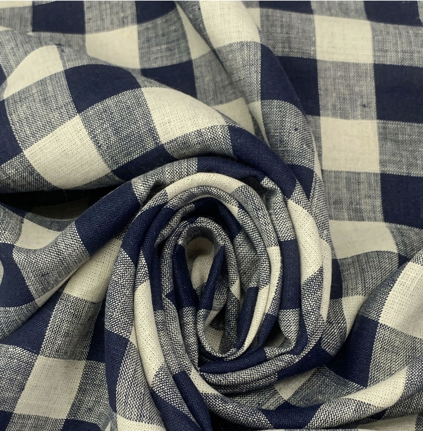 EU Linen, Wynne Navy Gingham, 1/4 Yard