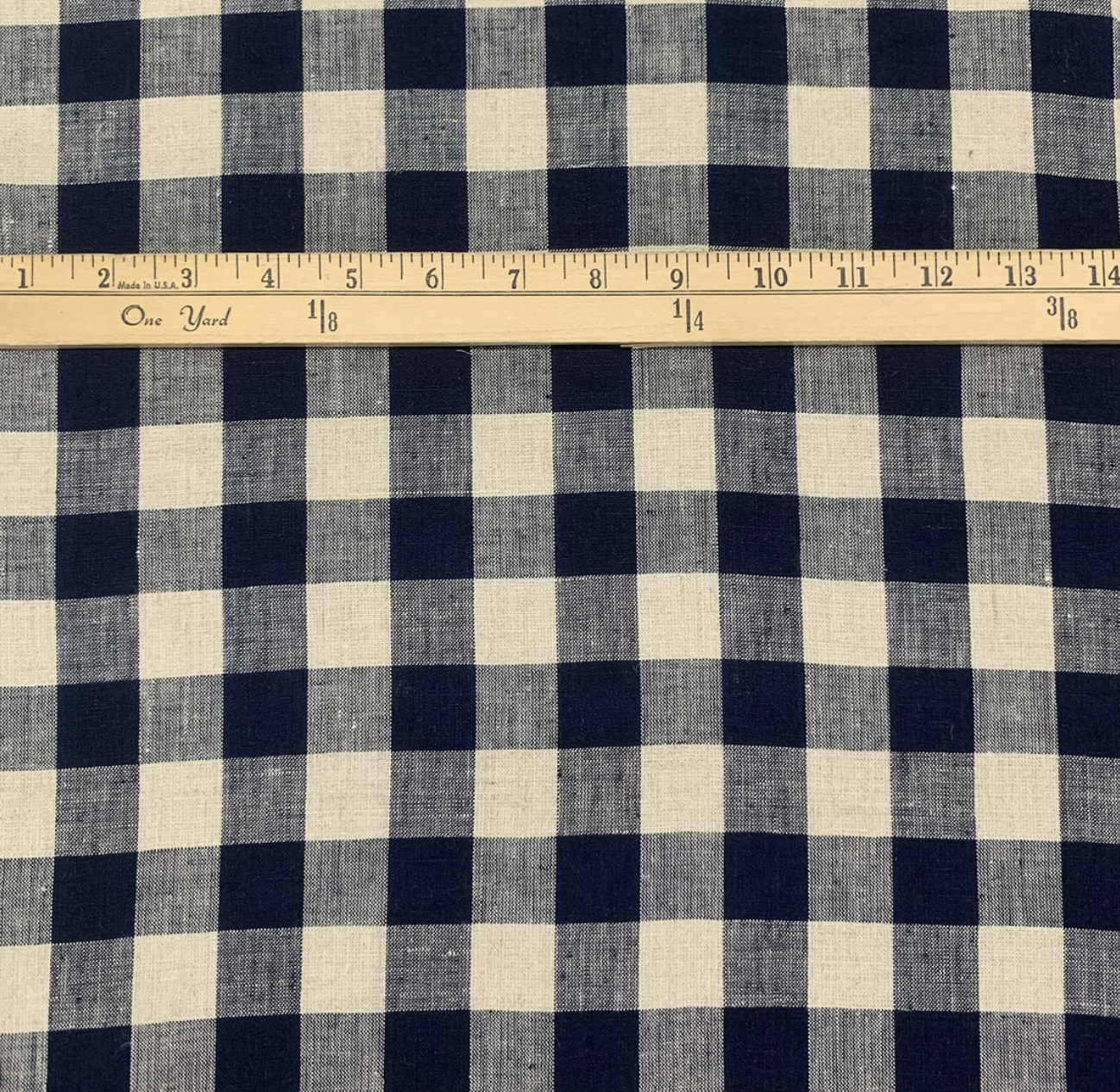 EU Linen, Wynne Navy Gingham, 1/4 Yard