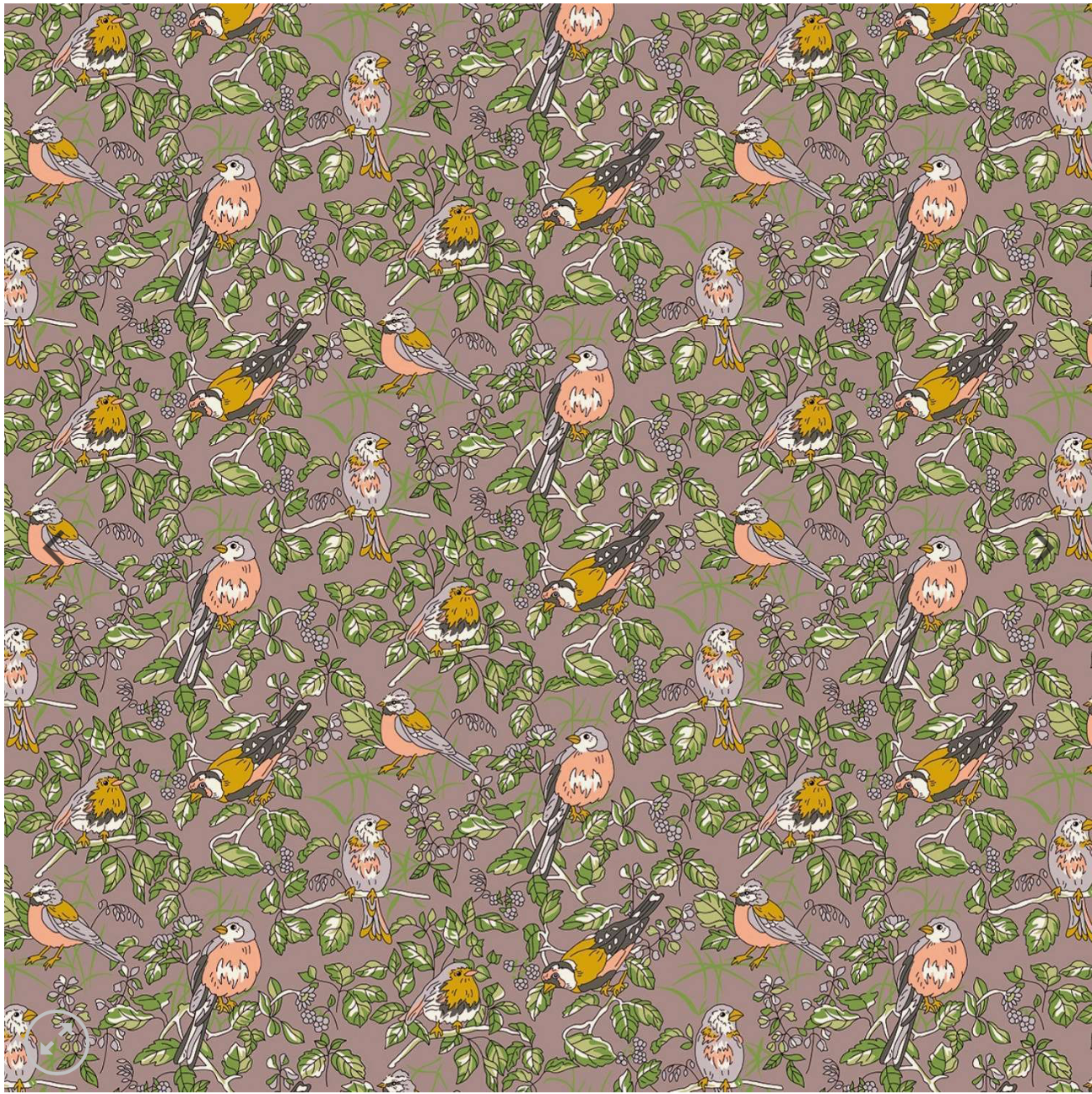 Liberty Lasenby Cotton, Hedgerow Chorus, Misty Morning, 1/4 yard