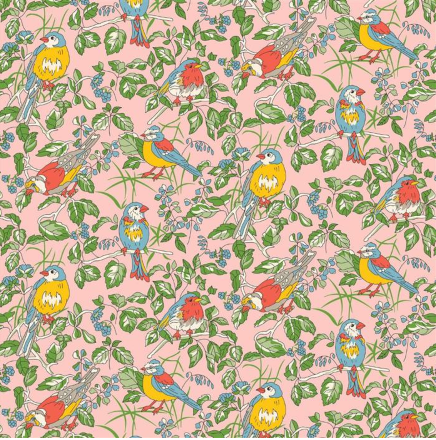 Liberty Lasenby Cotton, Hedgerow Chorus, Blush, 1/4 yard