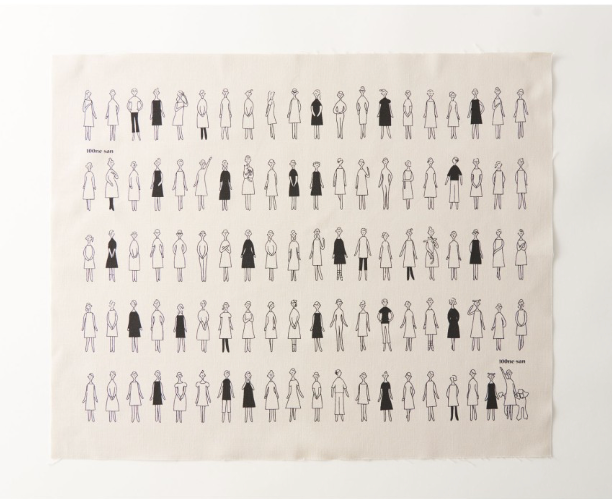 "100 Ladies" Printed Japanese Embroidery Cloth