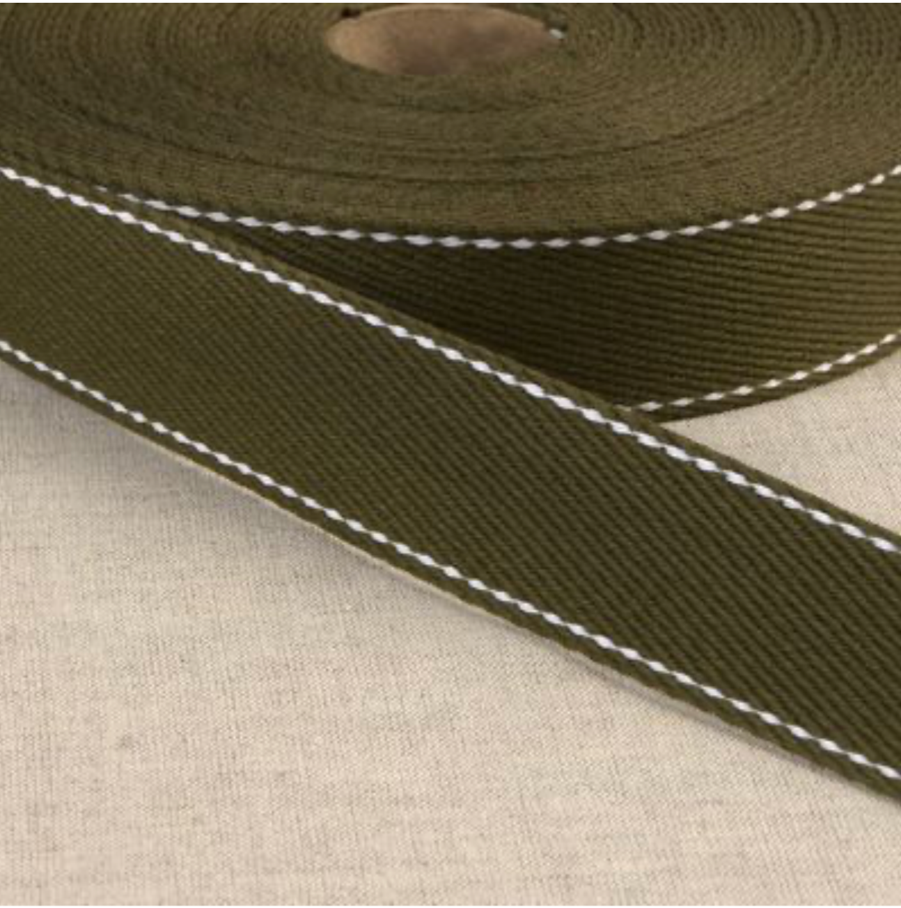 Cotton Webbing with Stitched (France), 30 mm (1 1/4") wide, 1 yard, multiple colorways