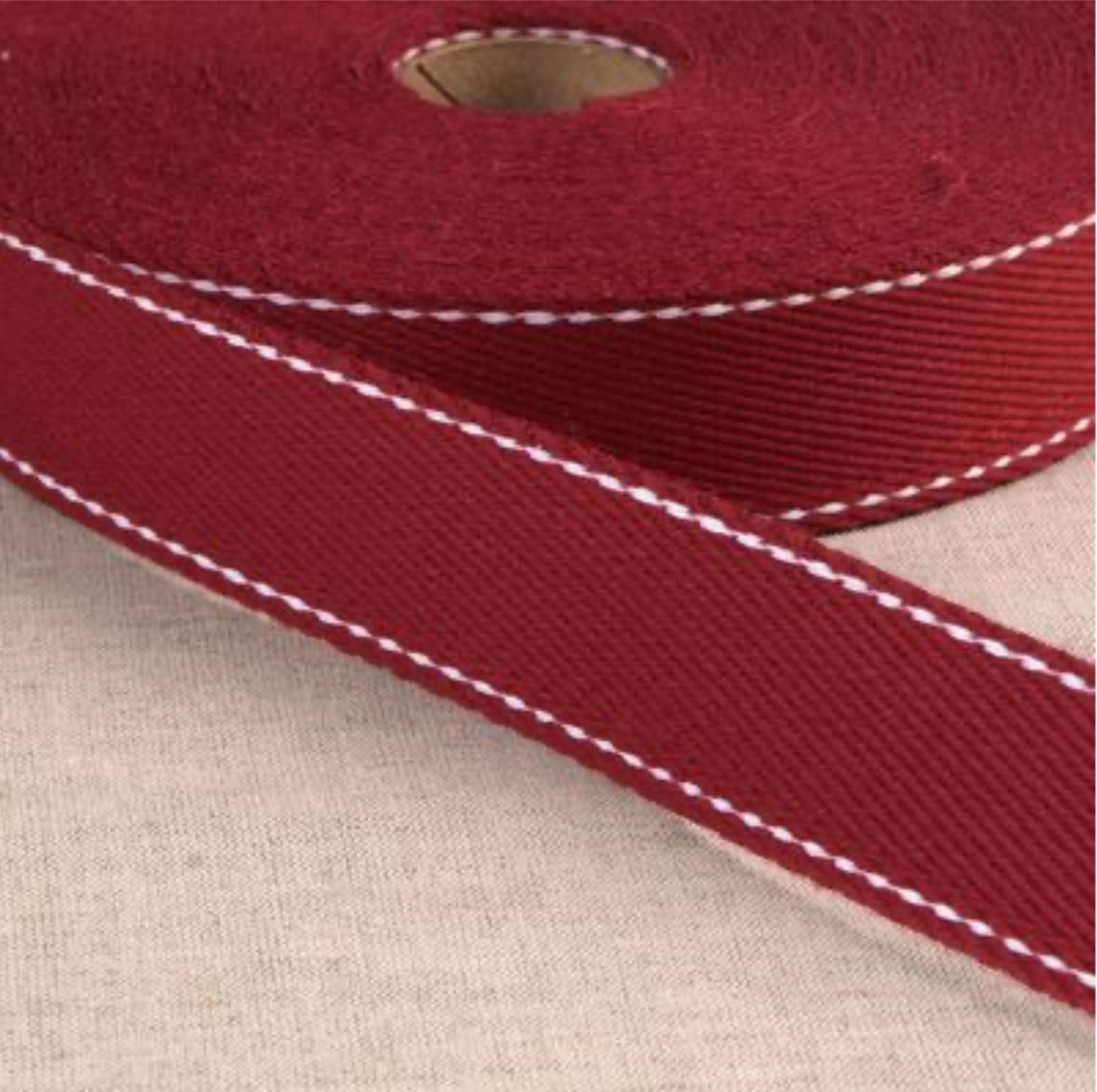 Cotton Webbing with Stitched (France), 30 mm (1 1/4") wide, 1 yard, multiple colorways