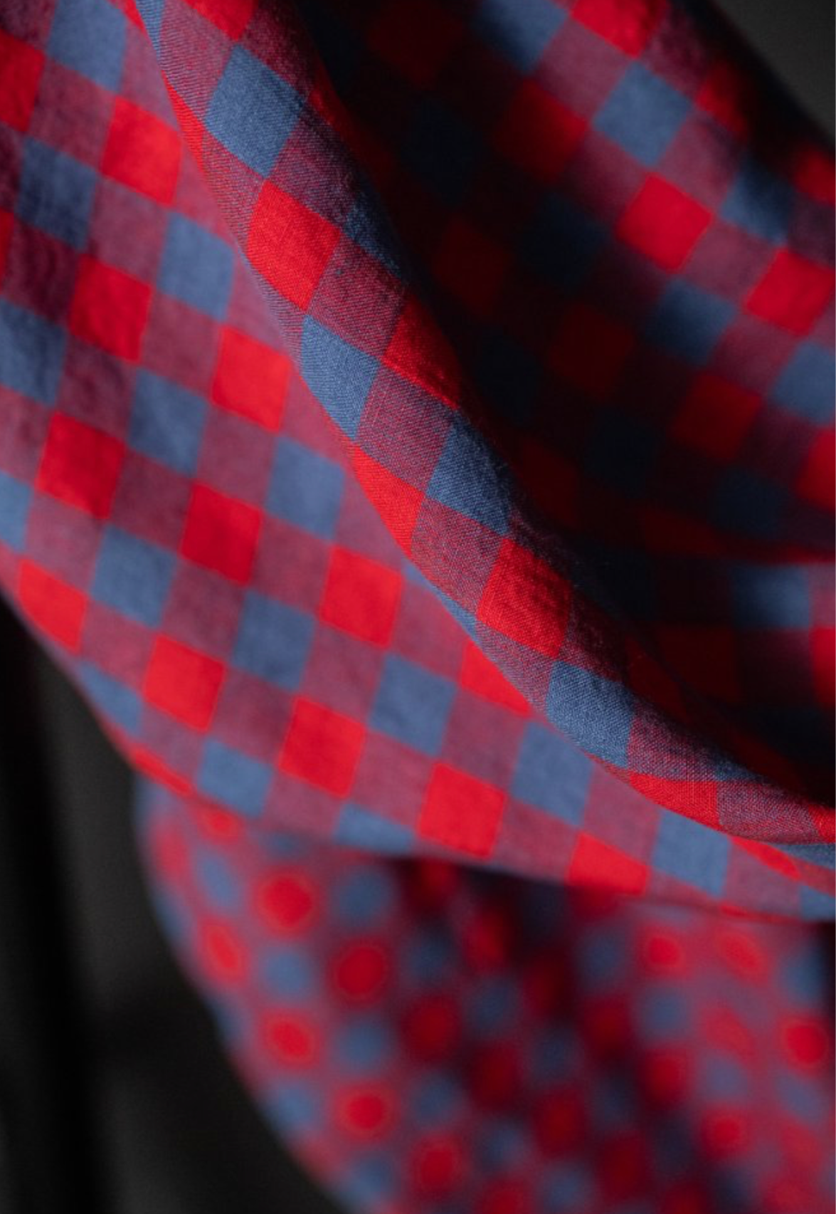 Merchant & Mills, European Laundered Linen, "Jam & Jellies" Red and Blue check 1/4 yard
