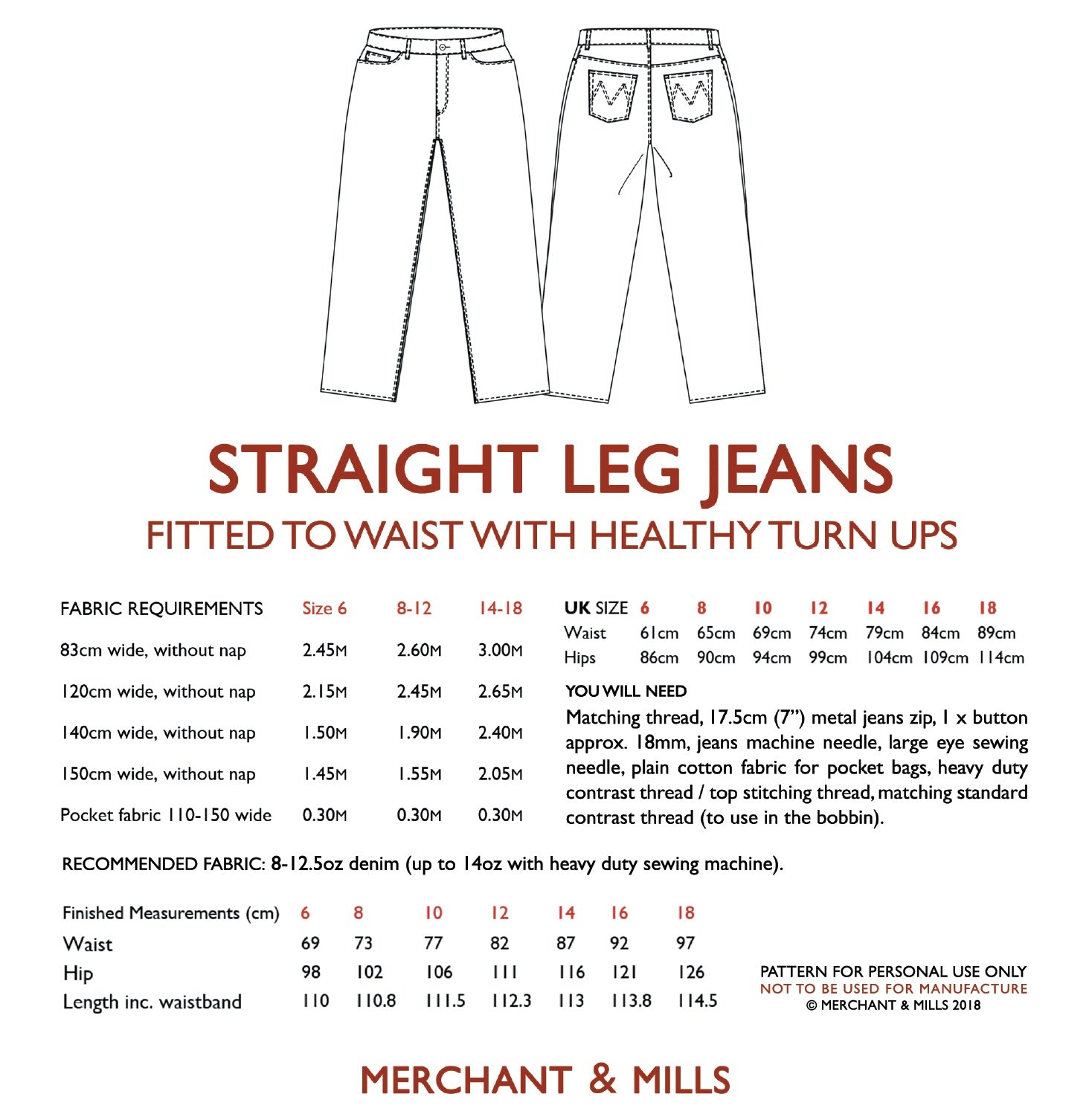 Merchant & Mills, The Heroine Jeans PDF Pattern