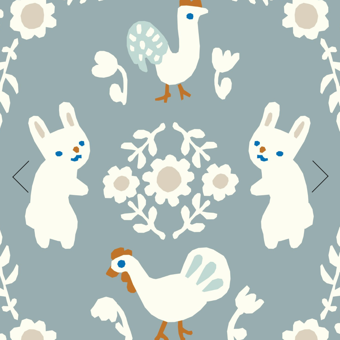 Little House Cottons, Enchanted "Bunny Garden", Haze, Organic Cotton Poplin fabric, 1/4 yard
