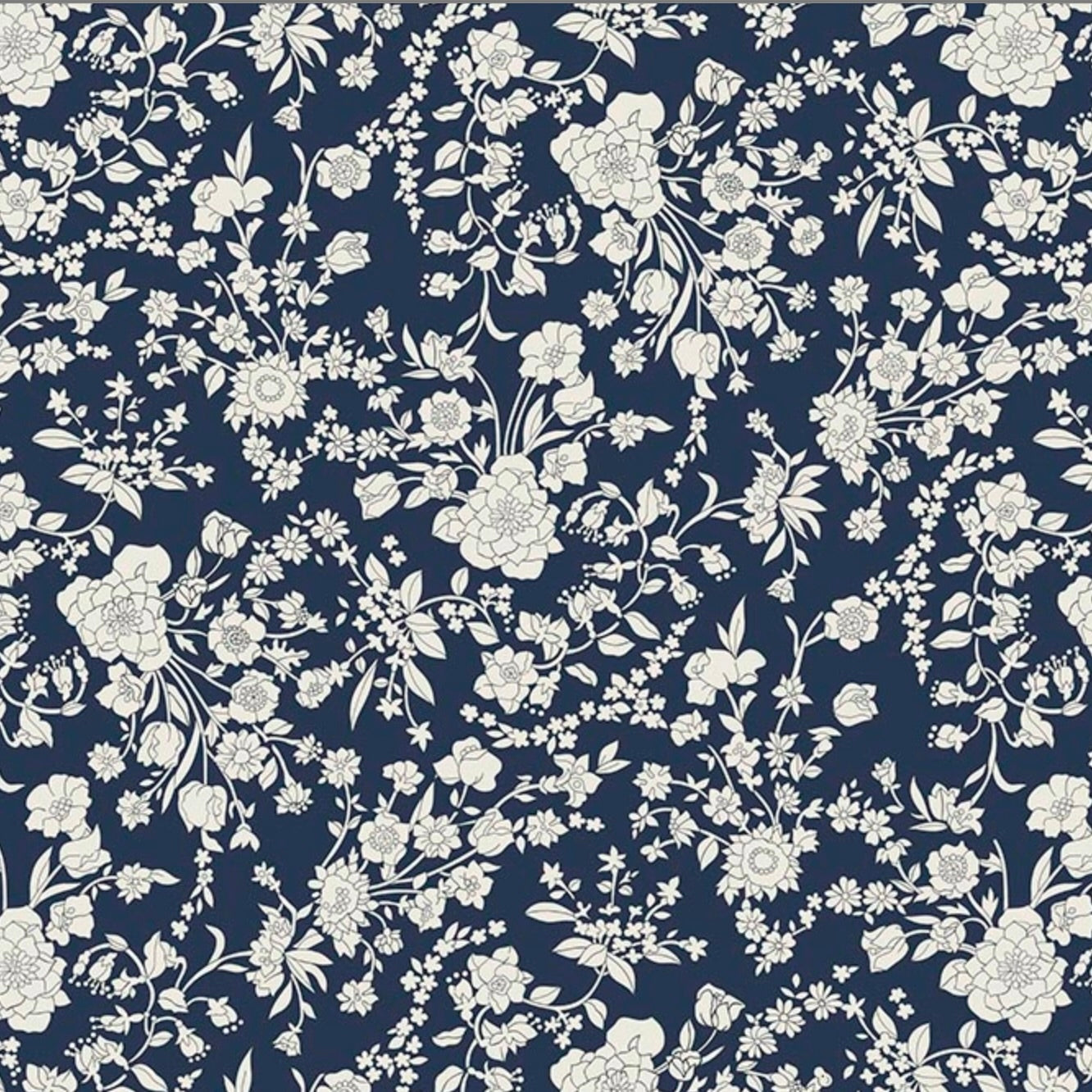 Liberty Tana Lawn Cotton Fabric, "Summer" Navy, 1/4 yard