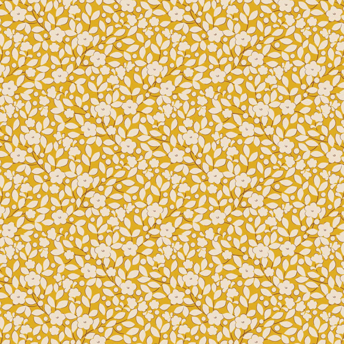 Tilda Creating Memories, Avery Yellow, Cotton Fabric, 1/4 yard