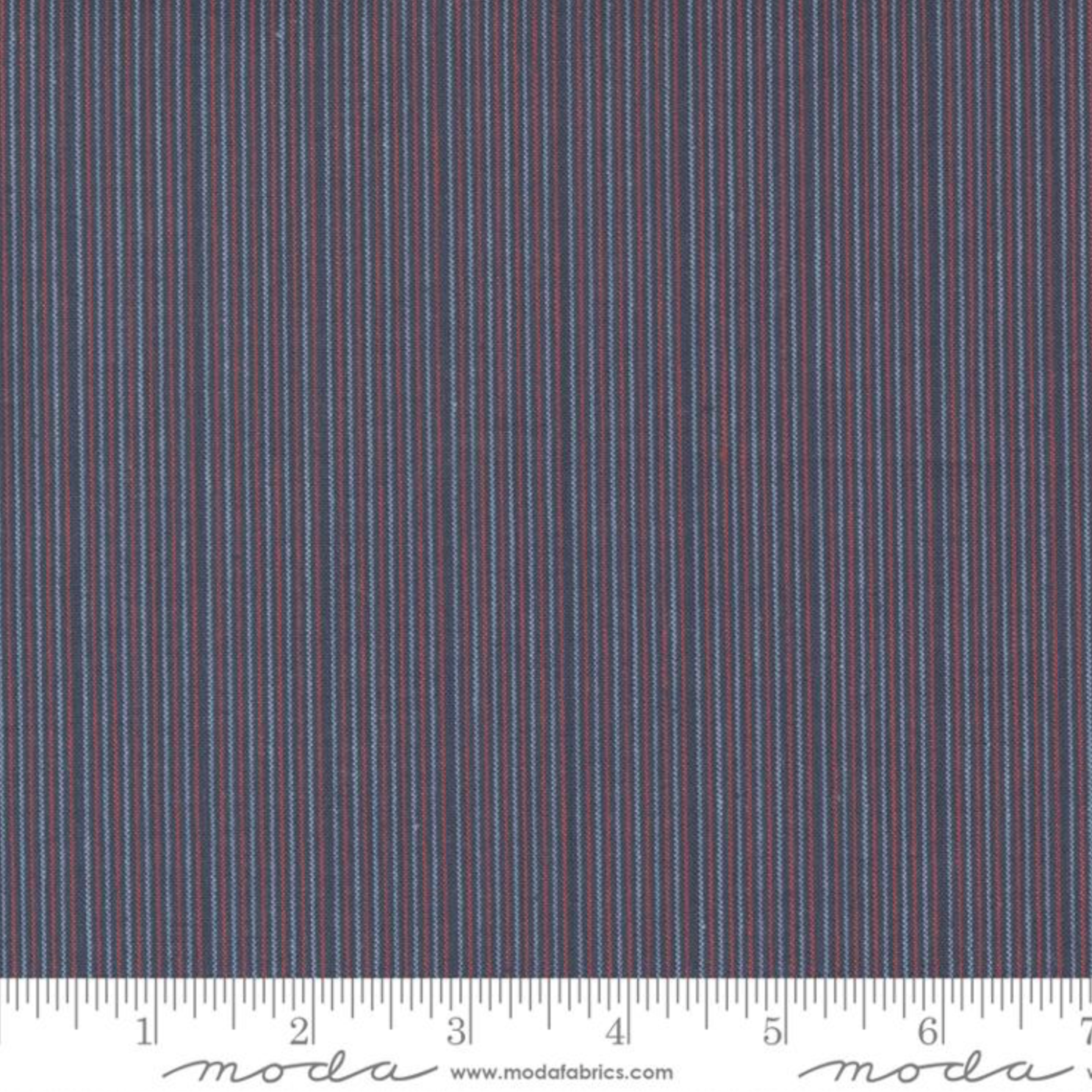 Remnant 103125, Isabella Wovens - Tiny Blue and Red Stripe, 3.5 yard bolt end remnant