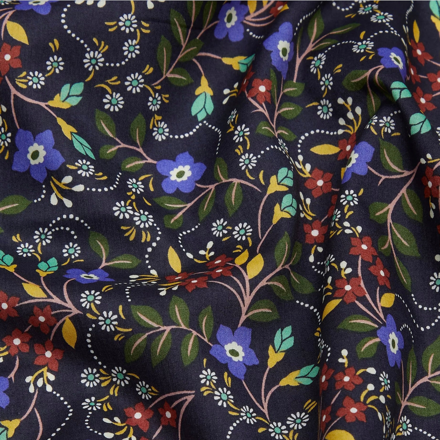 Liberty Tana Lawn Cotton Fabric, "Daisy's Ballet", Black, 1/4 yard
