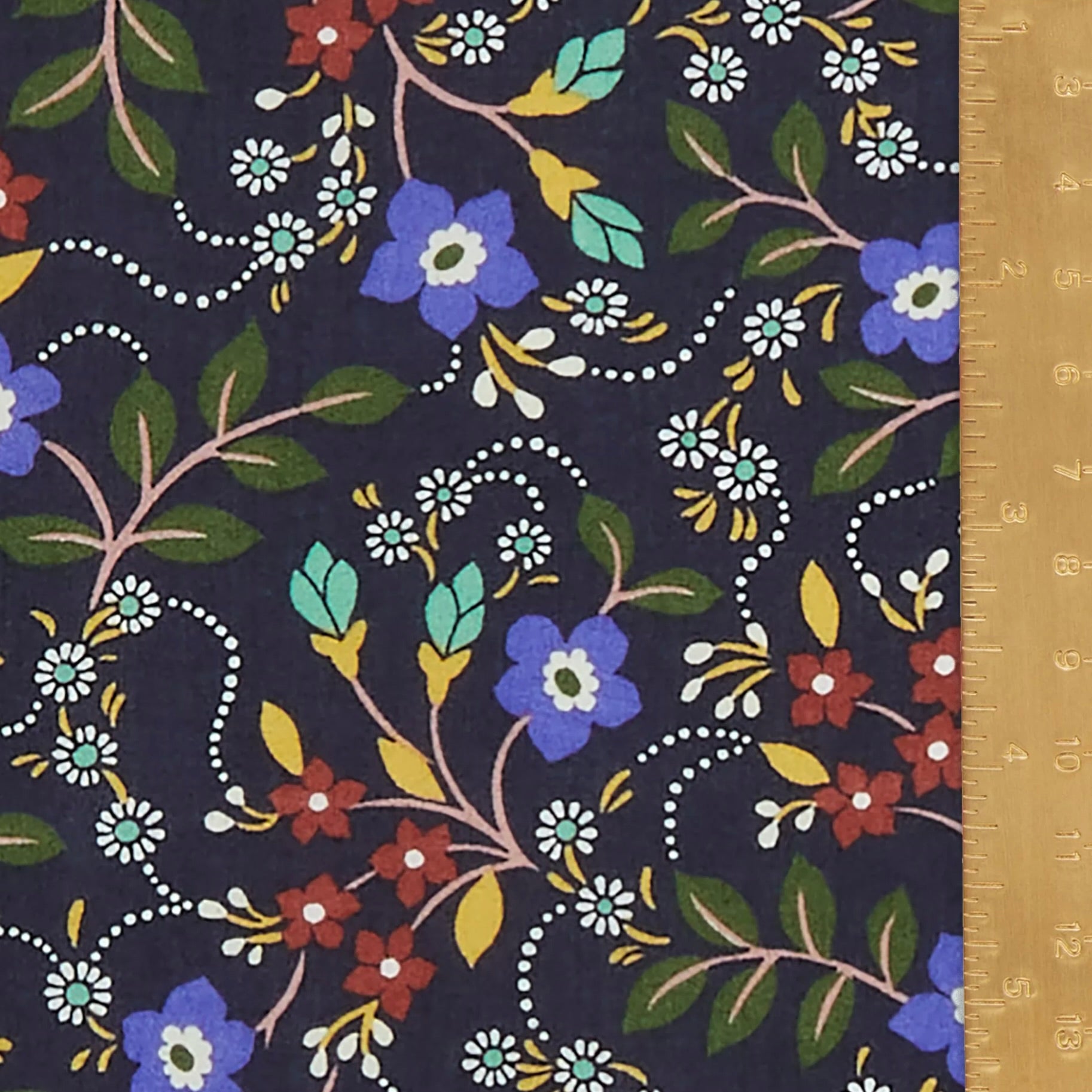 Liberty Tana Lawn Cotton Fabric, "Daisy's Ballet", Black, 1/4 yard